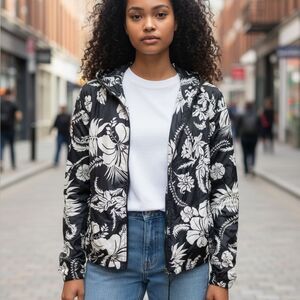 Polo Ralph Lauren Black White floral windbreaker large